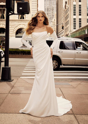 Strapless Ivory Pleated Satin Unusual Wedding Dress